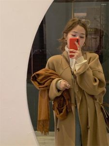 Mélange de laine pour femmes, LMQ, manteaux longs, mode coréenne, pardessus minimaliste, classique, Chic, ample, hiver 2022