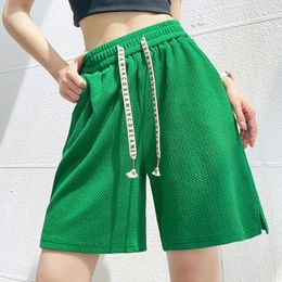 XPQBB Green Verbe Femmes décontractées Femmes Été Split Élastique Taist Gnee Longueur Pantalon Femme All-Match Wide Jam Shorts 230602