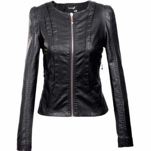 Veste de moto en cuir PU pour femmes xxxl, grande taille, fermeture éclair, manteau de veste d'extérieur, 211011