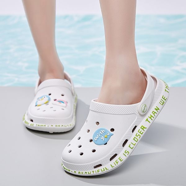 Femmes Jaune Croc Lady Girl Summer Femmes Casual Jelly Chaussures Creux Out Mesh Flats Beach Sandales 210306