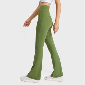 Pantalones de yoga para mujer Traje de pantalón acampanado ajustado Alto elástico Desnudo Combinación de deportes de moda Pantalones casuales para dama Otoño e invierno Nuevo estilo VELAFEEL