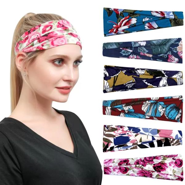 Femmes Yoga bandeaux de course sport entraînement bandeau Bandana bandeau élastique Turban tête enveloppement Boho bandeau accessoires