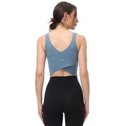 Gilet de yoga pour femme avec coussin de poitrine évacuant l'humidité sensation de nudité soutien sous-vêtements de sport haut de soutien-gorge de fitness serré nouveau VELAFEEL