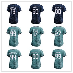 Dames Jeugd Mookie Betts 50 Acuna Jr. 13 Judge 99 Ohtani 17 Trout 27 Rodriguez 44 2023 All-Star Game Jersey Royal Blue Teal Stitched Baseball Jerseys S-XXL