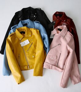 Manteau en cuir Za Classic pour femme Manteau à manches longues en cuir synthétique jaune 5 couleurs Y190827