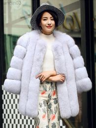 Dames Zadorin Hoge kwaliteit Winter Dames Jassen Luxe Faux Dikke Warm Lang Fluffy Pink Fur Coat L220829