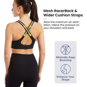 Dames Zip voorkant anti-vibratie Geen stalen ring yoga schoonheid terug ondergoed verstelbare draadloze ondersteunende sportbeha