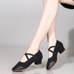 Vrouwen Salsa Dance Shoes Lady Latin Ballroom Dance Shoes Pu Canvas Soft Sole Female Jazz Tango Dancing Sneakers Adult Casual Shoe
