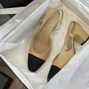 Femmes sandales chaussures habillées ballet cuir plat épais Slingbacks talons hauts beige noir patchwork sangle arrière sexy bar fête femmes grosses chaussures taille