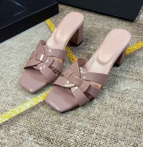 Vrouwen sandaal hoge hak schuifschuif schoenen eerbetoon nu pieds lederen sandalen octrooi lederen luxe ontwerp zomer sandalies 35-41box