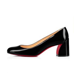 Femmes Sandale Talon Épais Miss Sab Verni Rouge Brillant Bas Pompes Noir Verni Talons Hauts Miss-Sabina Lady Robe De Soirée De Mariage Pompes À Talons Chunky 35-43