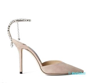 Vrouwen sandaal Trouwjurk hoge hakken Zwart Suede stiletto pumps met Crystal Versiering lente zomer sandalen spitse neus luxe designe