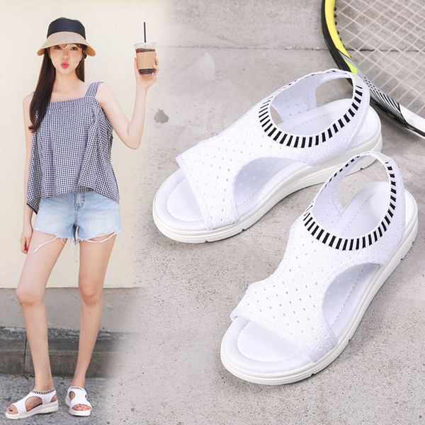 Sandalias de mujer Transpirable Comodidad Compras Damas Zapatos para caminar Tacones de cuña Plataforma de verano Sandalia Mujer Plus Tamaño 45 Y0714