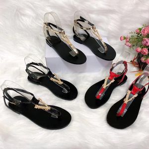 Sandales pour femmes mode boucle d'or tongs chaussures plates d'été