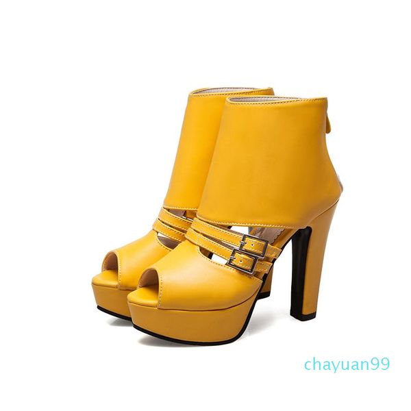 Femmes sandales mode Super haut talon élégant dame robe chaussures plate-forme poisson bouche femme noir blanc jaune 2021