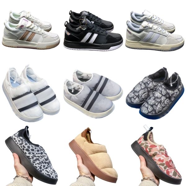 Sandalias de mujer Zapatillas de deporte de diseño de caña baja Zapatos de fútbol a rayas para hombre Parte inferior de goma blanca y negra Sin deslizamiento Deportes Tacón plano Parte superior Cuero resistente Dacing Punta redonda