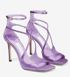 Vrouwen sandalen luxe ontwerpschoenen! Azia Square teen Hoge hakken gebogen riemen gladiator sandalias prachtige stiletto-hak bruiloft, feest, jurk, avond