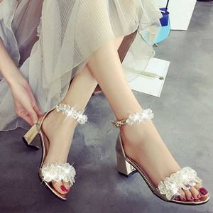 Sandalias de mujer con punta abierta, zapatos de tacón alto con cuentas de cristal ostentosas, sandalias para fiesta de boda, sandalias planas con plataforma Wees rtg67 X0526