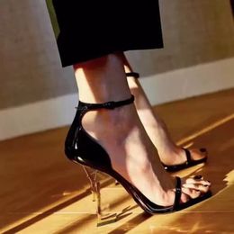 femmes sandales parti en cuir chaussure de danse sexy talon haut 9 cm Lady mariage ceinture en métal boucle chaussures