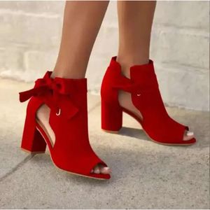 Dames sandalen Red Fashion Classic Spring Summer Shoes Elegant Ladies Rome Suedes Vrouwelijke Sandalia's Black 29c
