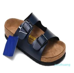 Vrouwen sandalen schuif slipper dames platte muilezel waterkant bruin bedrukte sandaal gladiator lederen dia's dubbele rij knop slippers 984