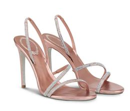 Vrouwen sandalen Bruiloft bruid sandaal RC Hak schoenen IRINA Crystal verfraaid sandaal slingback hakken Stiletto hakken luxe juweel riem open sliver bodem