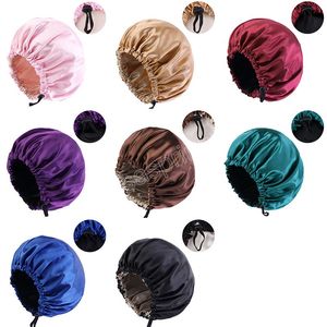 Gorro de satén para mujer, gorro para el pelo para dormir, Invisible, sedoso, redondo, para el cuidado del cabello, tocado para mujer, ceremonia, botón de ajuste, sombrero de noche