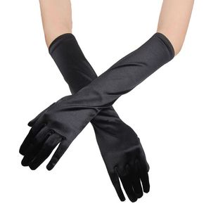 Guantes elegantes de satén para mujer, accesorios de boda multicolores para novia, largo nupcial, púrpura, negro, marfil, vestido de desfile para mujer