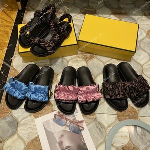 Sandales de luxe en Satin pour femmes, pantoufles à plateforme, chaussures en soie et Satin, mocassins en caoutchouc, écharpe en tissu, pantoufles confortables