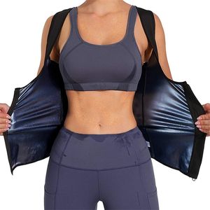 Vrouwen sauna shaper vest thermo zweet shapewear tanktop slanke vest taille trainer corset gym fitness workout rits shirt 220702