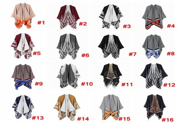 Bufanda de mujer Cárdigan 130150 cm Poncho de pata de gallo Cabo Primavera Otoño Manta cálida Capa Pashmina Mantón Bufanda outwear Abrigo LJJA33198942705