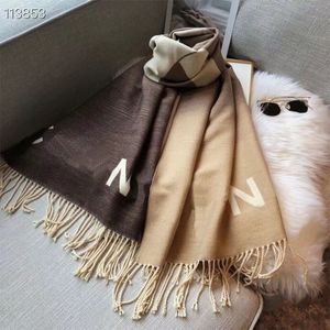 Dames Sjaal Ontwerper Kasjmier Sjaals Dames Luxe Gebreide Pashmina Sjaals Zijde Gradiënt Winter Mens Warm Houden Letters Herfst Sjaal Habbly