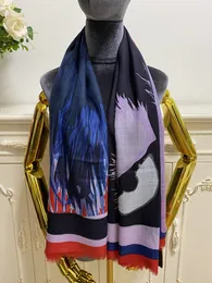 Bufanda de mujer chal 100% material de cachemira estampado de letras patrón Bufandas cuadradas finas y suaves tamaño 130 cm - 130 cm