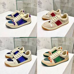Femme Screenner Leather Sneaker Mens Designer Shoes Web Green Red Stripe Shoe Original Toile Flats Sneakers Casual Shoes Top Quality With Box 320