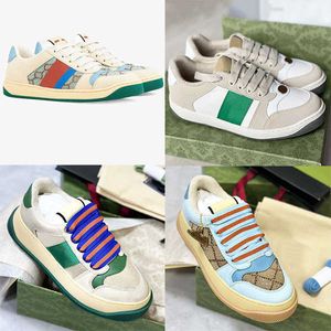 Designer Mens Screener Sneaker Plateforme Femmes Chaussures En Cuir Sale Bleu Rouge Web Stripe Entraîneur À Lacets Toile Plat Vintage Classique Hommes Runner Baskets Avec Boîte 320