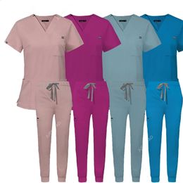 Vrouwen scrubs sets verpleegkundigen accessoires uniform slank fit ziekenhuis tandheelkundige klinische werkkleding kleding algehele pakken 240412
