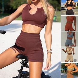Women Seamless Yoga 2 Piece Set Fitness Sports Suits Gym Shorts And Bra High Waist Leggings Running Workout Tight Pants Outfit231