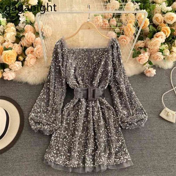 Femmes Sequin Mini Robe Femme Printemps Élégant Robe De Bal Soirée es Clubwear Brillant Filles Court Sexy 210601