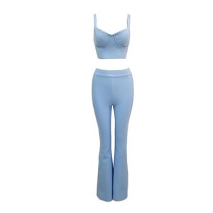 Dames Set Party Workout Sport Broek Bra Kleding Korte Crop Top Hoge Taille Lange 2 Stuk Suits 210515