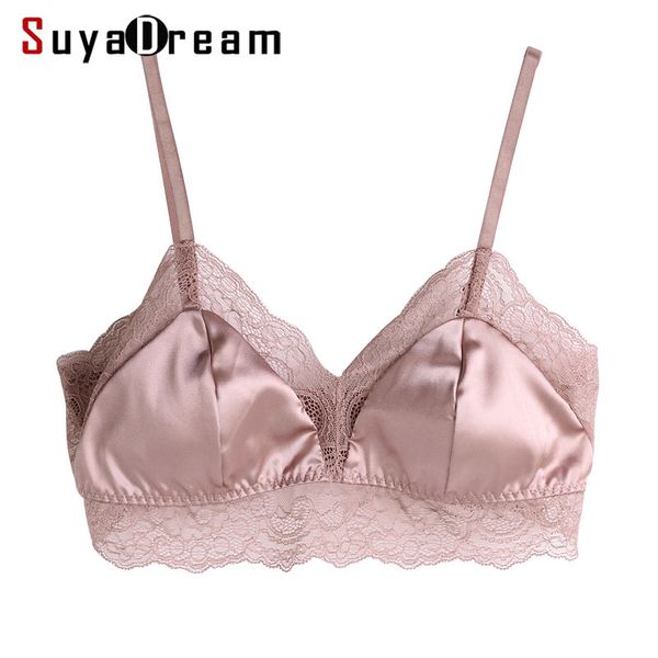 Sujetador de copa 3/4 sexy para mujer 100% Forro de seda natural y sujetadores sin aros de encaje Bralette de uso diario Bralett negro Nuevo 201202