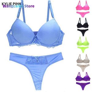 Vrouwen Sexy en Ondergoed Set Lingerie Kanten Panty Sets Meisjes Push Up Bh Snoep Kleuren Naadloze Beha String Pak Intiem 020423H