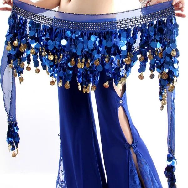 Femmes Sexy Belly Dancing Hip Scarf Wrap Belt Dancer Dancer Jupe Femme Show Costumes Sequins Tassels Thaïlande / Inde / Arabe Dancer Jupe