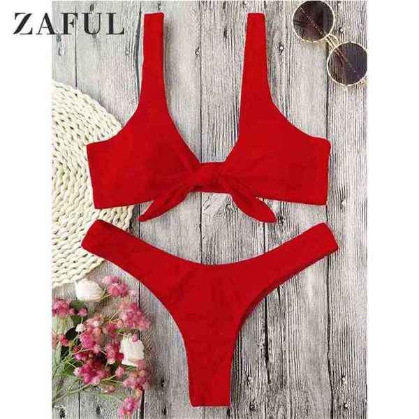 Femmes Sexy Bikini Ensemble Noué Rembourré String Maillot De Bain Sans Fil 2 Pièce Maillot De Bain D'été Femme Natation Maillots De Bain 210712