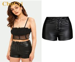 Femmes Sexy Black Pu Leather Shorts skinny Highwaist Stretch Faux Cuir Shorts Womens Club Portez un jean court en coton plus taille 1827776