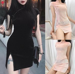 Mujeres Estilo chino Sexy Vestido Qipao New Summer Lady Vintage Cheongsam Split Chipao Party Dresses chinos Rollas Clubwear5783812