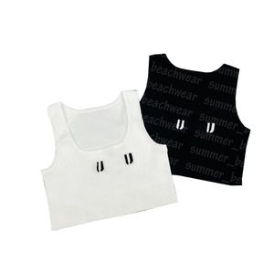 Haut court Sexy en tricot pour femmes, gilet sans manches, haut court avec lettres imprimées, gilet de luxe, t-shirt respirant, printemps et été