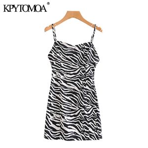 Femmes Sexy Mode Zebra Imprimer Mini Robe Vintage Dos Nu Fermeture À Glissière Fines Bretelles Robes Féminines Robes Mujer 210416