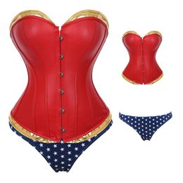 Vrouwen sexy faux leer overbust korset bustier top taille cincher body shaper corsets bustiers lingerie plus size korsett