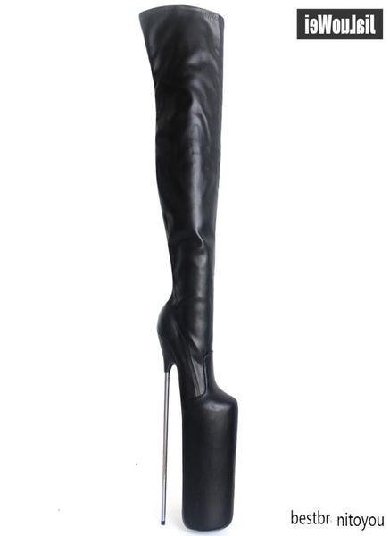 Femmes Sexy Fetish Dance Nightclub Boots Boots 30cm Extreme High Heel Metal Heels Plateforme Zipper sur le genou CHEUR HIGH BOOTS5473841