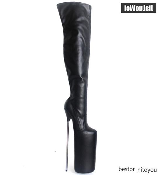 Femmes Sexy Fetish Dance Nightclub Boots Boots 30cm Extreme High Heel Metal Heels Plateforme Zipper sur le genou CHEUR HIGH BOOTS5491856